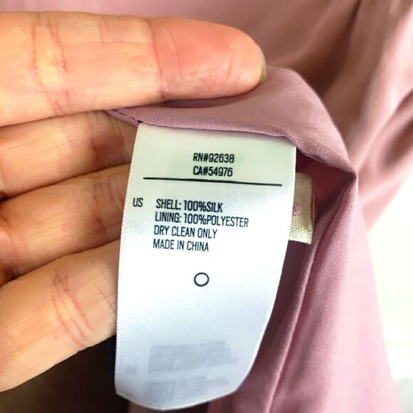 Women's Fossil Fanned Button Lilac Mauve Short Elegant Silk Dress Size Small - Picture 12 of 12